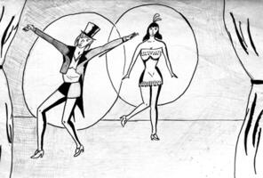 drawing representing two dancers in a cabaret show photo