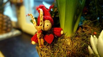 un Navidad duende juntos con su Navidad cabra foto