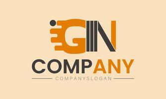 inicial letra gn logo diseño y modelo con tecnología firmar vector