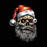 Santa Claus Skull Wearing Hat And Smoking Cigar Graphic vector