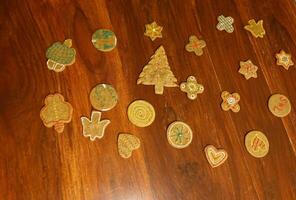 Decorated ginger cookies of various shapes photo