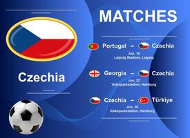 Schedule of matches of the Czech national team at the final stage of the European Football Championship 2024. vector