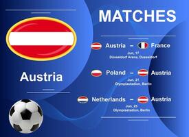 Schedule of matches of the Austrian national team at the final stage of the European Football Championship 2024. vector