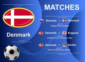 Schedule of matches of the Danish national team at the final stage of the European Football Championship 2024. vector