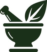 Leaf Mortar and Pestle Icon vector