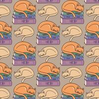 Seamless pattern lazy cat, illustration vector