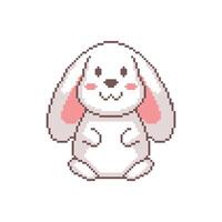 Cute bunny in isolated pixel art pixelation vector