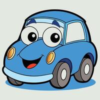 azul coche emoticon gracioso coche cara personaje sonrisas íconos ilustración vector