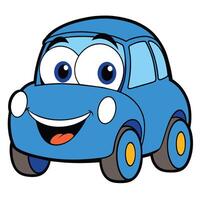 azul coche emoticon gracioso coche cara personaje sonrisas íconos ilustración vector