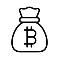 Bitcoin money bag icon collection. vector