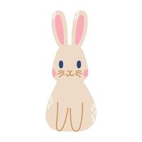 Cute rabbit sitting. flat illustration isolated on white background. vector