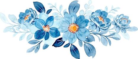 Blue floral watercolor bouquet vector