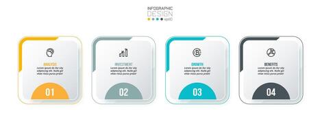 concepto de negocio de plantilla infográfica con paso. vector