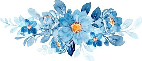 Blue floral watercolor bouquet vector