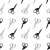 Embroidery scissors seamless pattern. Small Crane Scissors backdrop vector