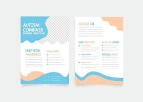 autismo doble volantes modelo. moderno, creativo y profesional volantes diseño. sencillo y minimalista promoción diseño ilustración. vector