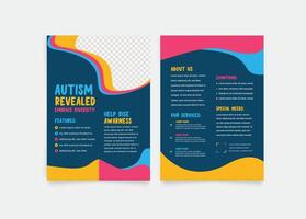 Autism double flyer template. Morden, Creative and professional flyer design. Simple and minimalist promotion layout illustration. vector