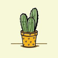 linda cactus emoticon con maceta ilustración vector