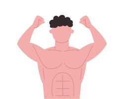 illustration of a man lifting weights, muscle of body builder men flat design vector