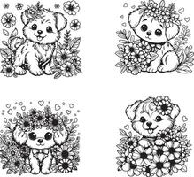 Cute Dog Coloring Pages vector