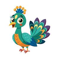 Illustration of Cartoon Cute Peacock on White vector