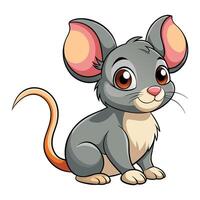 of Cute Mouse Cartoon Illustration on White vector