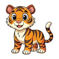 of Cartoon Tiger Illustration on White vector