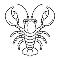 of Lobster Illustration Coloring Page for Kids. vector