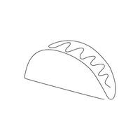 Tacos drawn in one continuous line in color. One line drawing, minimalism. illustration. vector