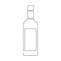 Bottle of tequila drawn in one continuous line. One line drawing, minimalism. illustration. vector