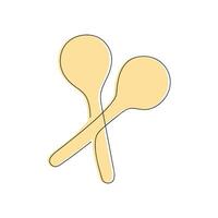 Maracas drawn in one continuous line in color. One line drawing, minimalism. illustration. vector