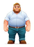 Happy fat man cartoon character isolated on white background vector