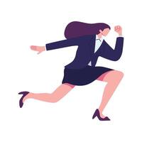 negocio mujer corriendo poses plano ilustración vector