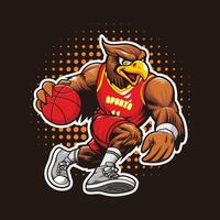 hawk, eagle, bird playing basketball illustration design vector