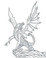 premium illustration of dragon detailed clean line art tattoo vector