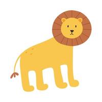 Cute lion isolated on white background. Lion illustration. Hand-drawn style. vector