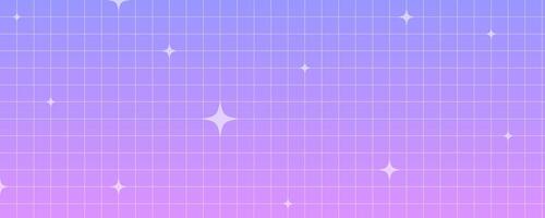 Checkered gradient background with stars. Pastel holographic kawaii backdrop. Abstract purple squared wallpaper. vector