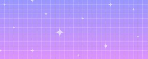 Checkered gradient background with stars. Pastel holographic kawaii backdrop. Abstract purple squared wallpaper. vector