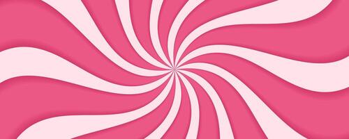 Pink swirl candy background. Sweet strawberry ice cream pattern. Spiral sunburst wallpaper. Cartoon marshmallow and lollipop texture. Radial striped vortex for psychedelic groovy design. vector