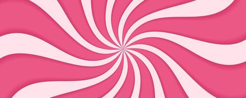 Pink swirl candy background. Sweet strawberry ice cream pattern. Spiral sunburst wallpaper. Cartoon marshmallow and lollipop texture. Radial striped vortex for psychedelic groovy design. vector