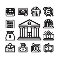 banco conjunto icono vector