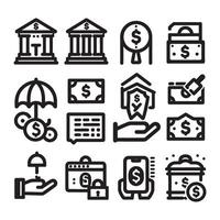 banco conjunto icono vector