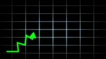 Going up arrow concept. Successful Growth Trend Zig zag Green line Graph. Grid Background. Rising financial Data, Investment Growth, Growing Business chart video