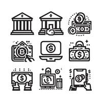 banco conjunto icono vector