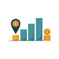 Business Statistics Concept with Chart and Coin Stack Illustration vector