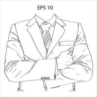 Successful Businessman with Crossed Hands Sketch Up, EPS 10. vector