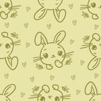 cute bunny seamless pattern and camomile vector