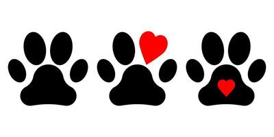 Paw print icon with heart vector