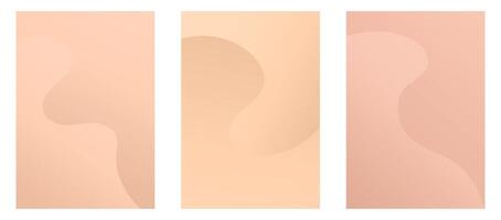 Gradient background in nude color. Set of pastel posters with wave transition. abstract beige texture. vector