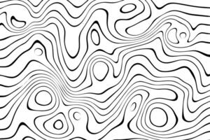 Texture with wavy lines on topographic map. Background of conventional geographical diagram in black and white vector